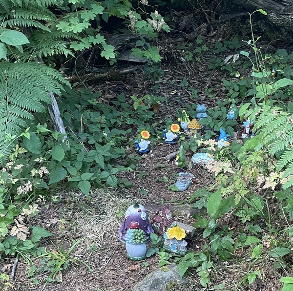 Troll forest Toy gnomes hiding under a bush
