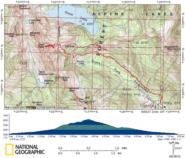 Chair Peak/NE Buttress Approach Map