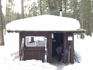 Park rocks providing this lovely warming hut for families who are sledding or skiing there.