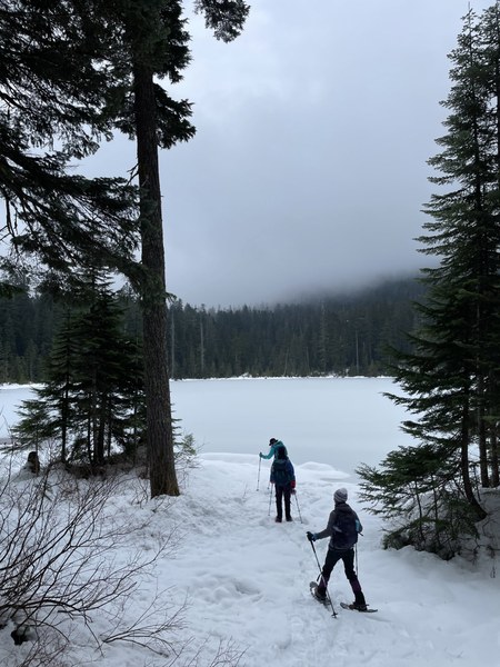 Lodge Lake with Snowshoers (portrait)