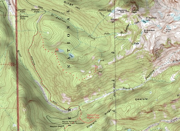 Topo Map of the Route to Point 5692 in Mount Rainier National Park