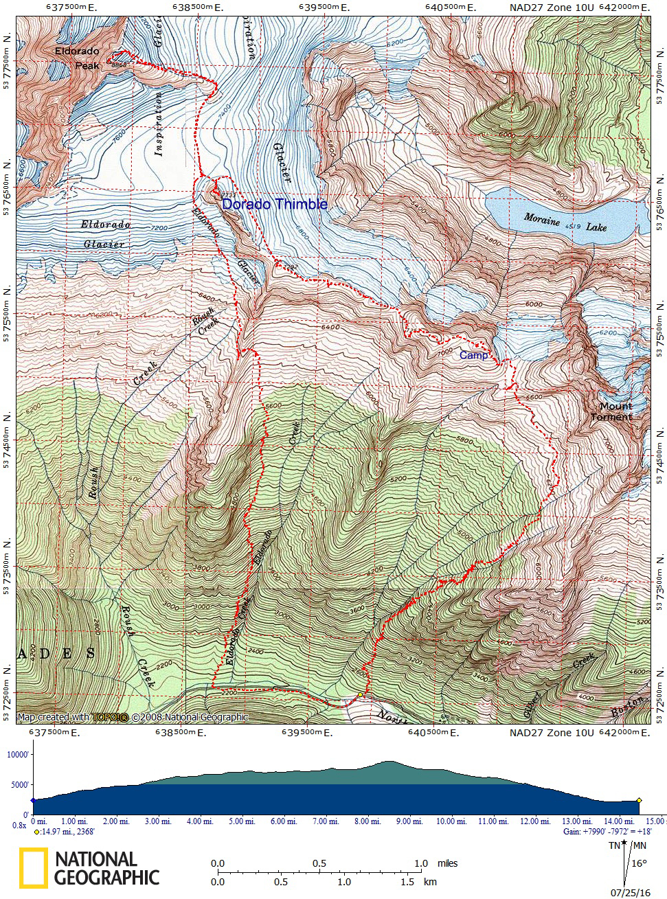 Eldorado Peak/Inspiration Glacier Route Map