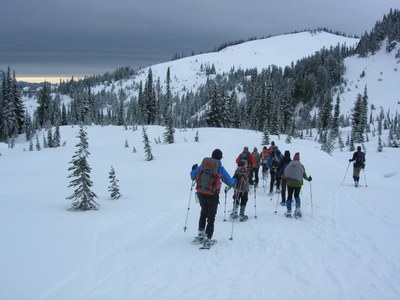 Snowshoeing on Mazama Ridge