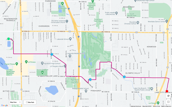 Route Map of Seattle's P-Patches: Bitter Lake to Lake City