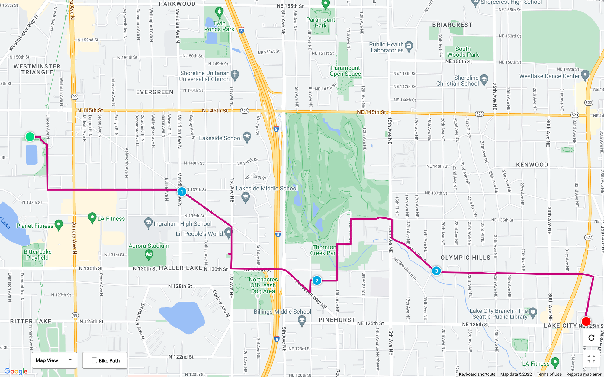 Route Map of Seattle's PPatches Bitter Lake to Lake City — The