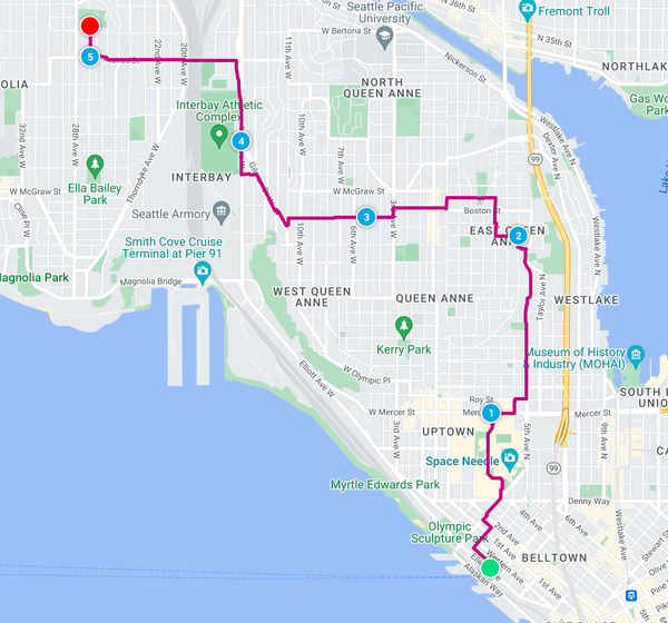 Route Map of Seattle's P-Patches: Northgate to Wedgewood