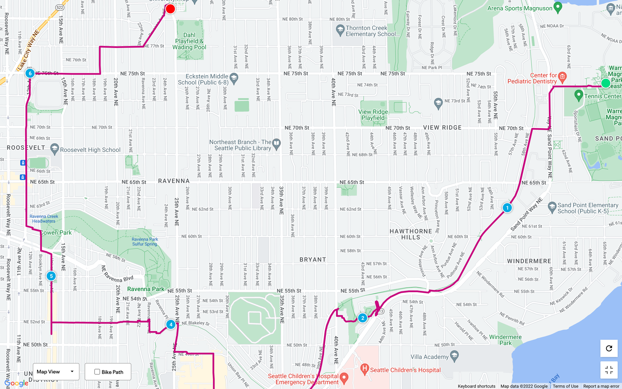 Route Map of Seattle's P-Patches: Wedgewood to Magnuson Park