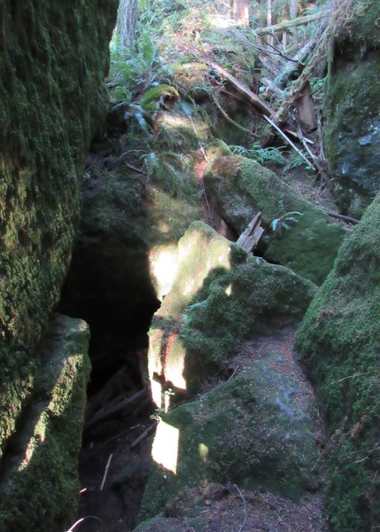 Large boulders and cave opening