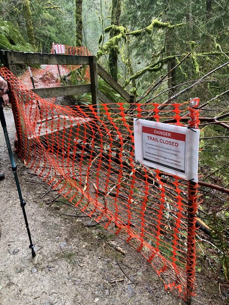 Closed sign and webbing.