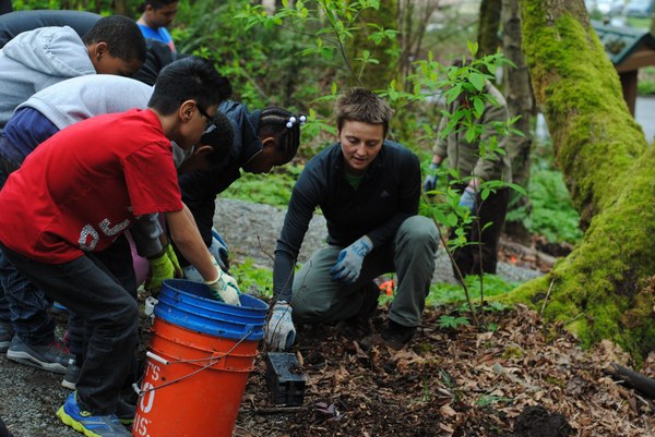 A leader and students from Aki Kurose Middle School on a stewardship day. .jpg
