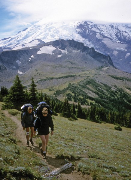 Heavy packs and bandaged knees (Jan followed by Denise) West of Berkeley Park (1).jpg