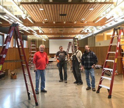 MOUNTAINEERS VOLUNTEERS (LEFT TO RIGHT) DAN RITTER, DAVE SHULTZ, BRUCE DURHAM, AND TOM CARROLL RETROFITTING THE TPC WITH LED LIGHTS. PHOTO COURTESY OF CHARLIE MICHEL. (Saved from Blog).jpeg