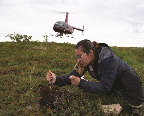 Polaris student and Alaska Native Darcy Peter collects soil samples in the Y-K Delta p102.jpg