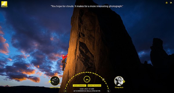 Screen grabs of how Nikon used Corey's images on their website.