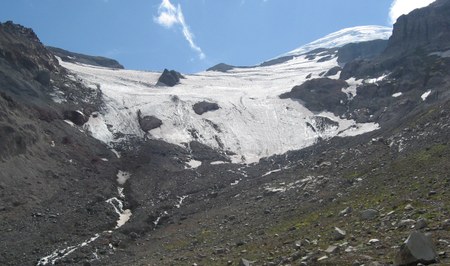 Inter Glacier, Mount Rainier - Rockfall Bomb
