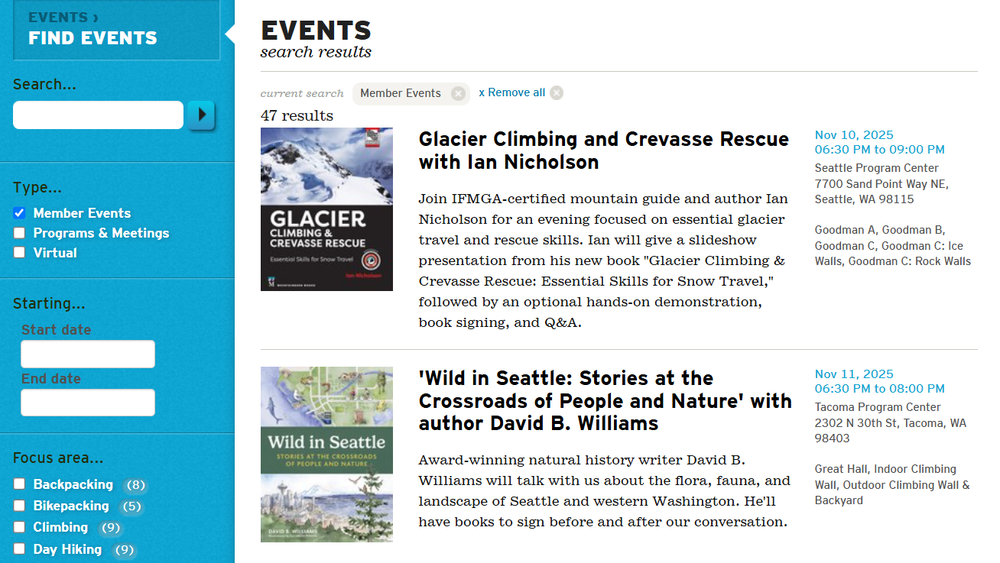 New Web Updates to Help Members Find Events