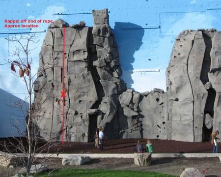 South Climbing Wall, Seattle - Crag Student Rappels Off End of Rope