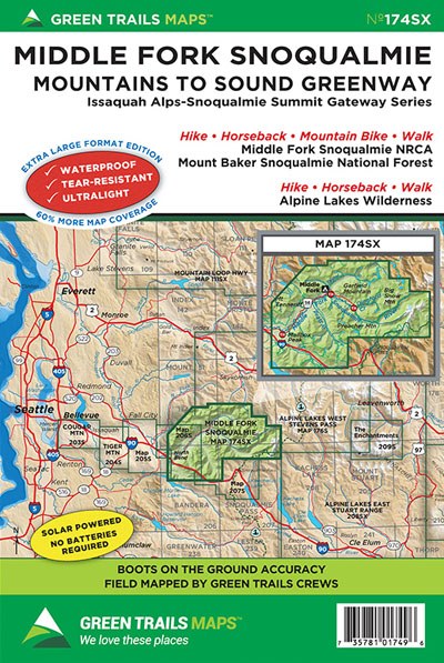 Middle Fork Snoqualmie, WA No. 174SX: Green Trails Maps