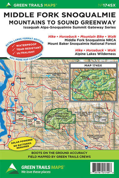 208SX WA No Alpine Lakes East Stuart Range Green Trails Maps 