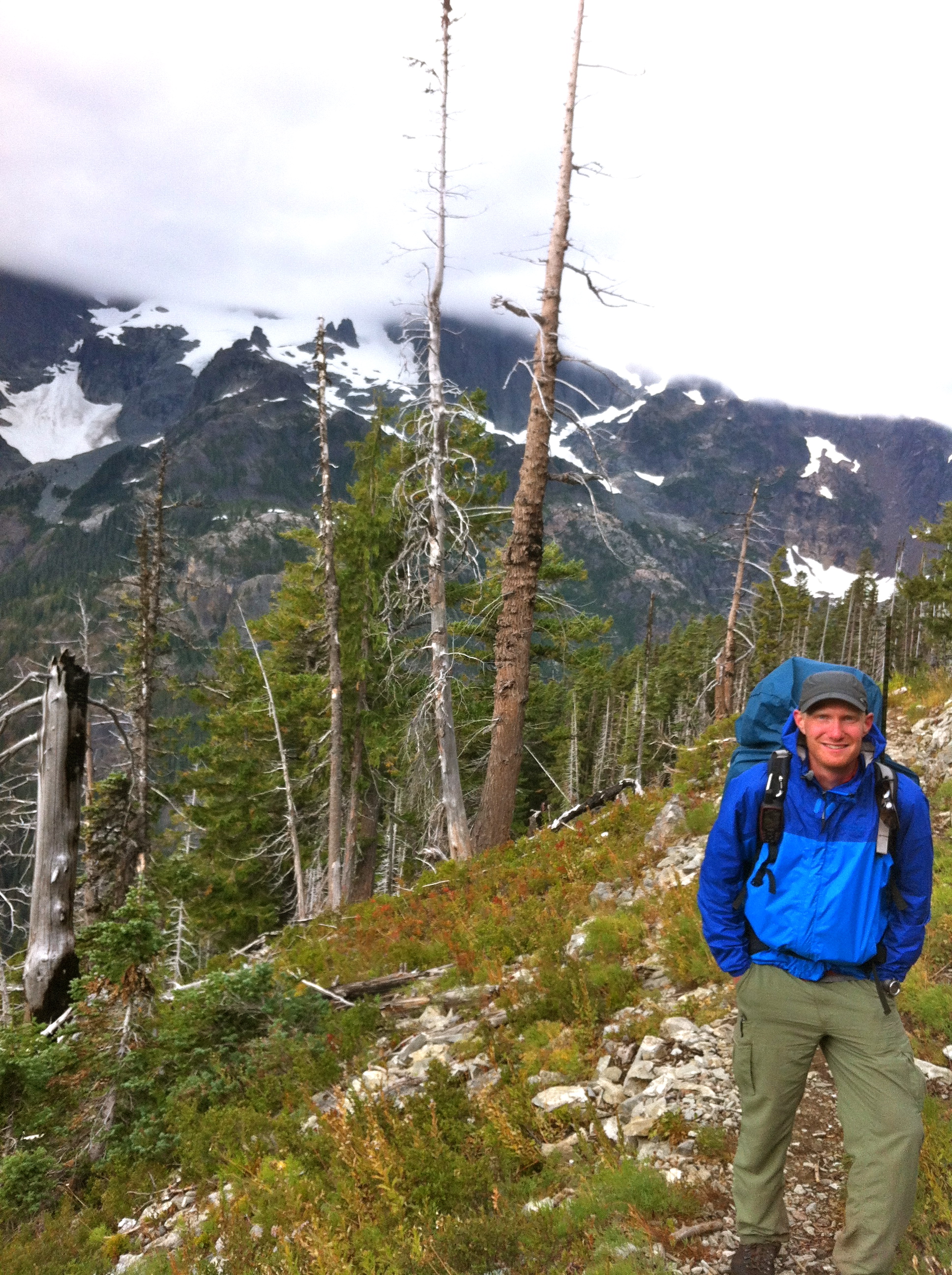 peaks and male hiker