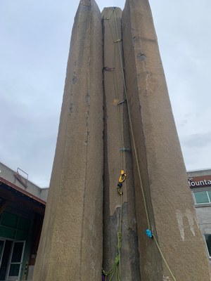 Crack climbing practice session