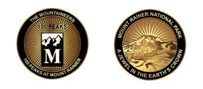 Medallion awarded for summitting all 100 of the 100 Peaks at Mount Rainier