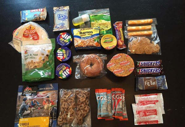 Four days' backpacking food (everyone will have different caloric needs! This is just an example.)
