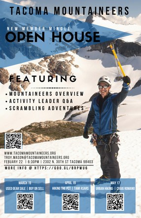 Tacoma Mountaineers Open House, New Member Mingle & Scrambling Presentation